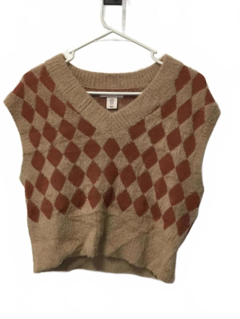 Sincerely Jules Cozy V-Neck Argyle Sweater Vest - Size XS